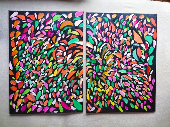 New Year's discount 50% for all art!   Artwork: (diptych)  "THE JOY OF LIVING"