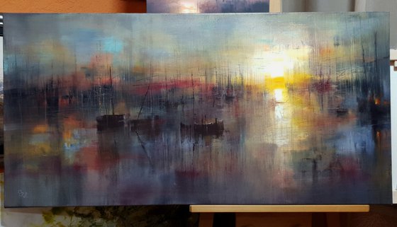 "Harbor of destroyed dreams - The sound of Ashes" W 120 x H 60 cm