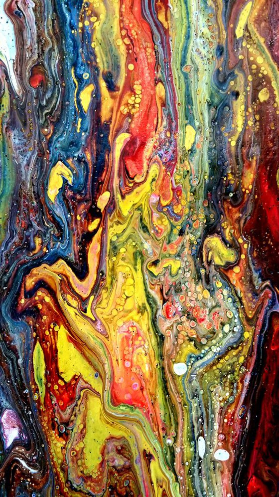 " Protuberance" Original acrylic large painting on fabric 45x95x2cm.ready to hang