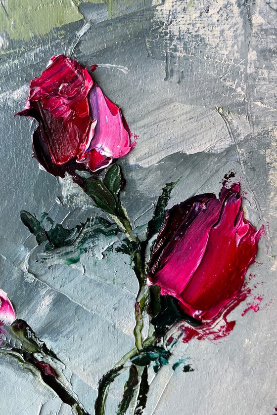 Red Rose Palette Knife Art