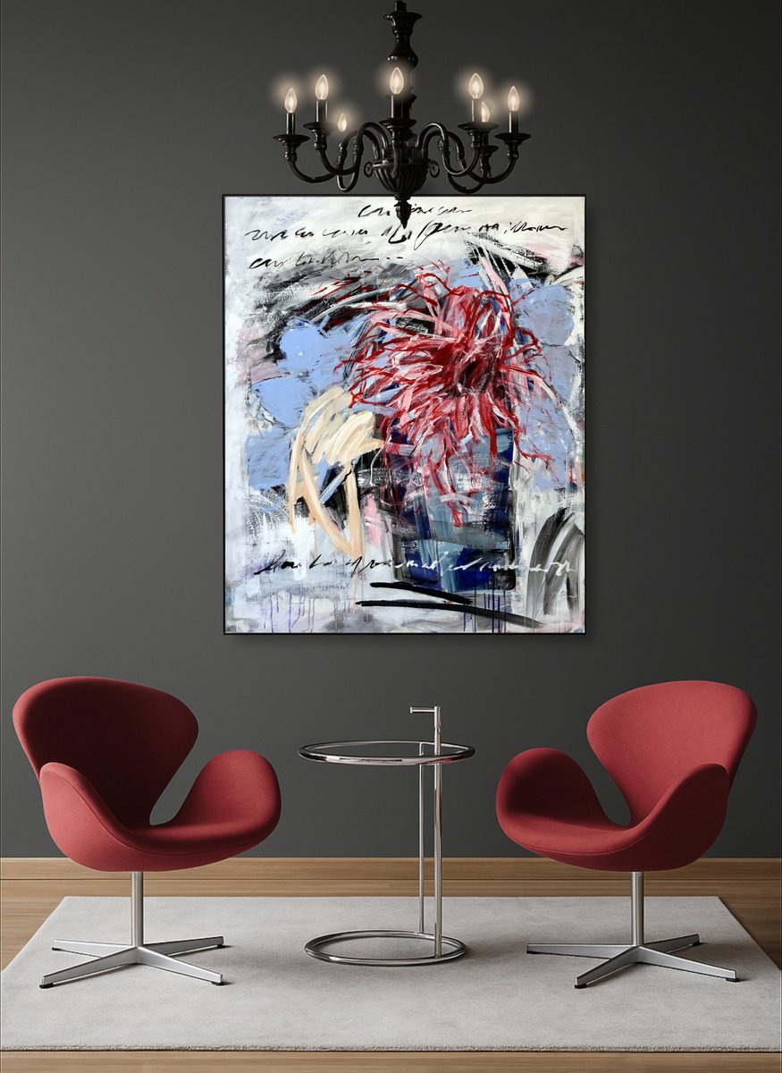 Abstract Acrylic Painting By Jutta Rika Bressem, 39 X 47", Still Life 35, Original Artwork