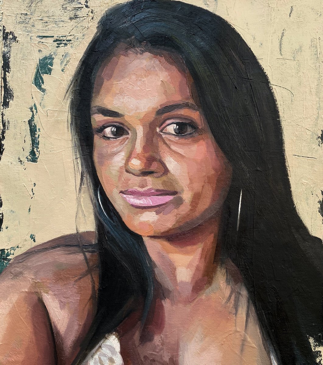 Expressive Portrait Oil Painting By Andrew Newton, 14 X 17, Female Portrait 3, Original Artwork