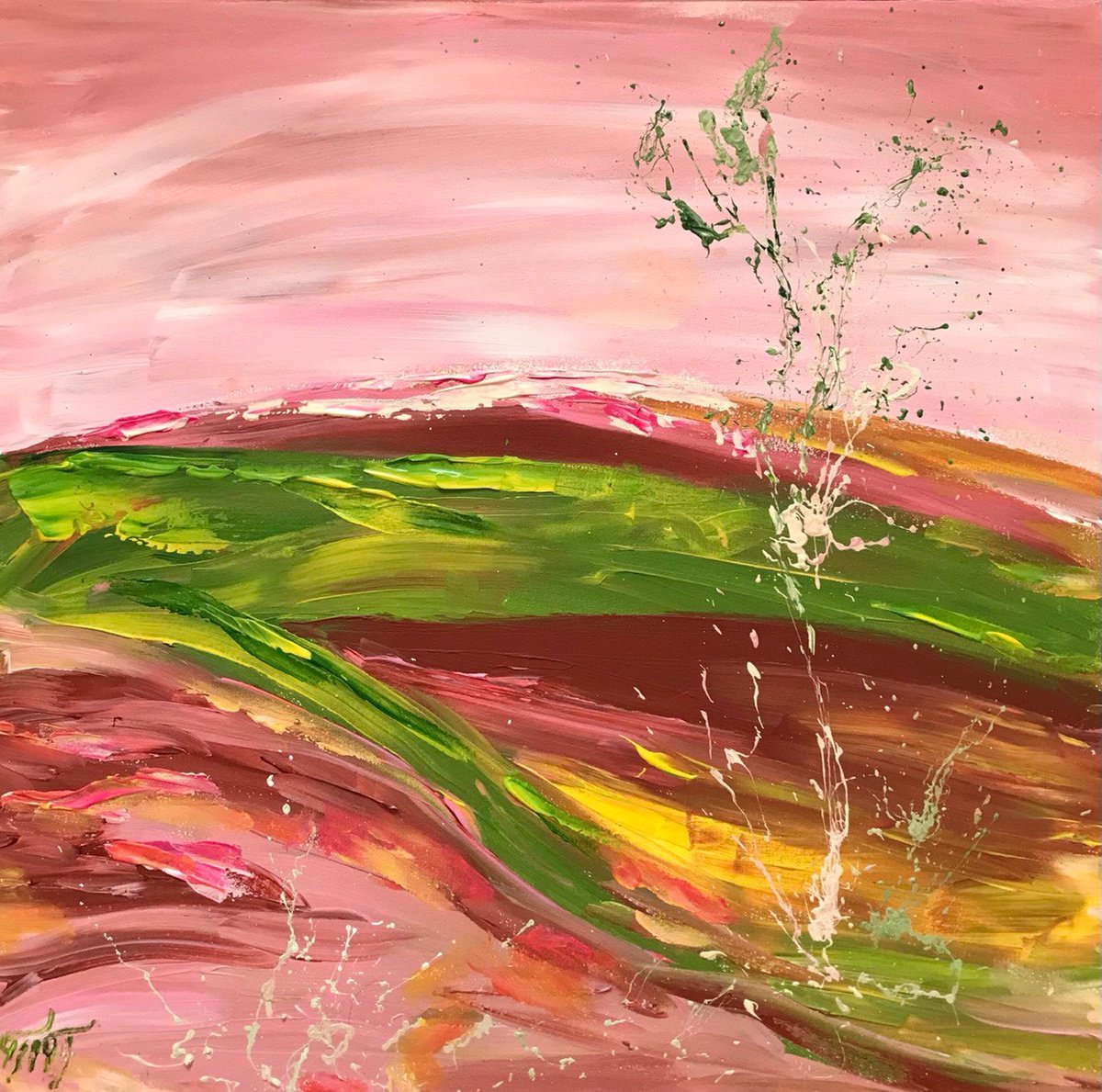 Abstract Landscape Acrylic Painting By Tetiana Pchelnykova, 20 X 20", Whispers Of Nature, Original Artwork