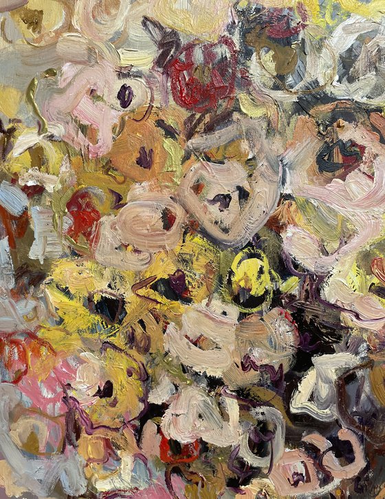 Vase of flowers.
