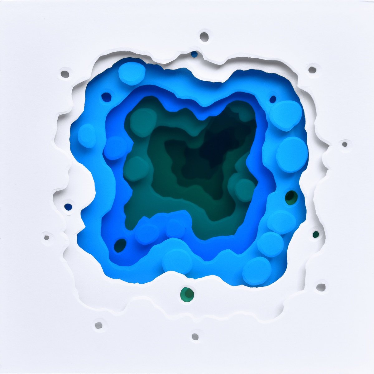 Organic Abstract Sculpture By Olga Skorokhod, 5 X 5", Aquatic Symphony, Original Artwork