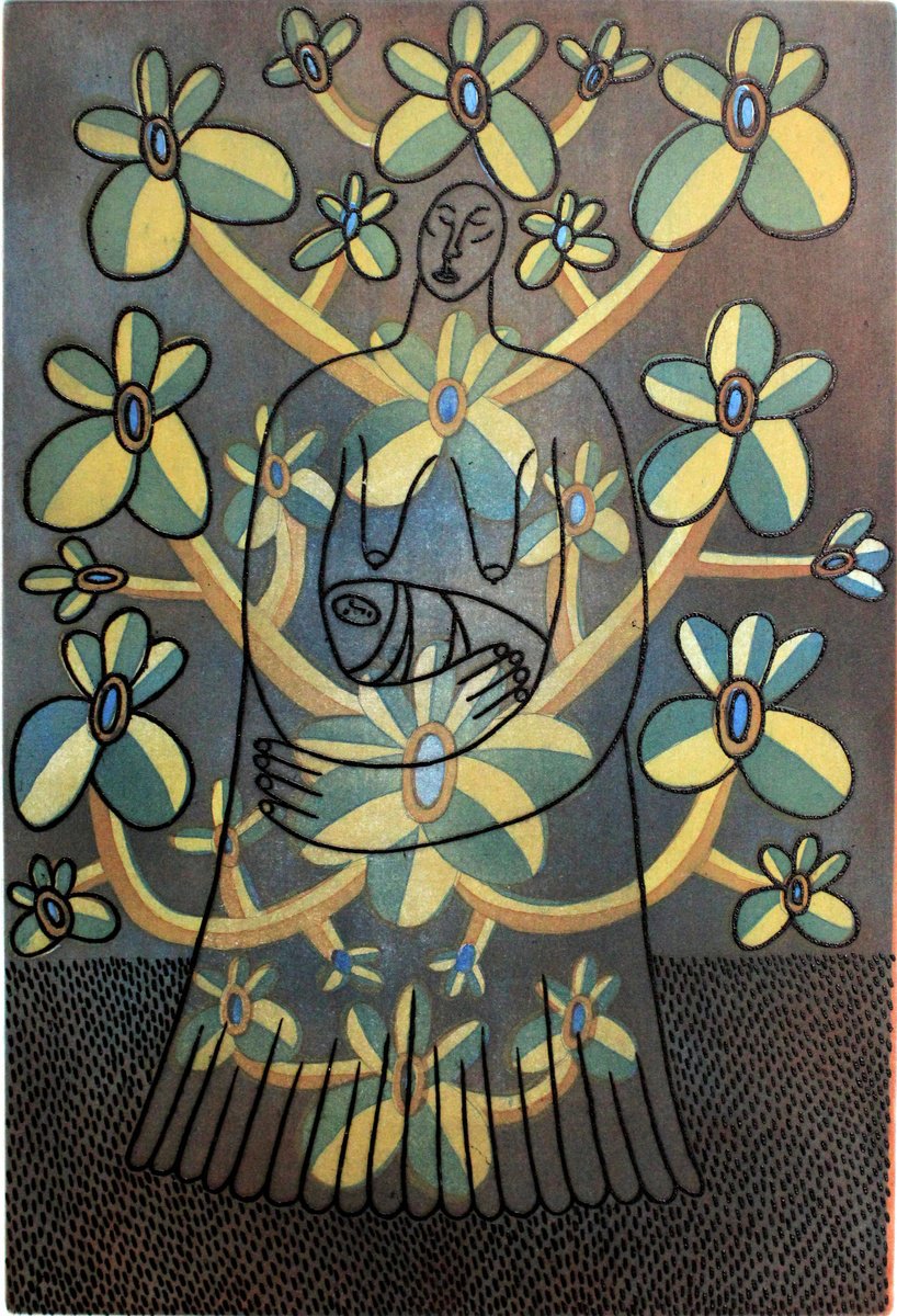 Graphic Portrait Etchings & Engravings By Katya Timoshenko, 11 X 15", Mother, Original Artwork