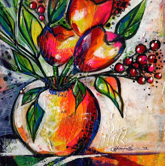 Floral Fantasy No. 21 - Flower painting by Kathy Morton Stanion