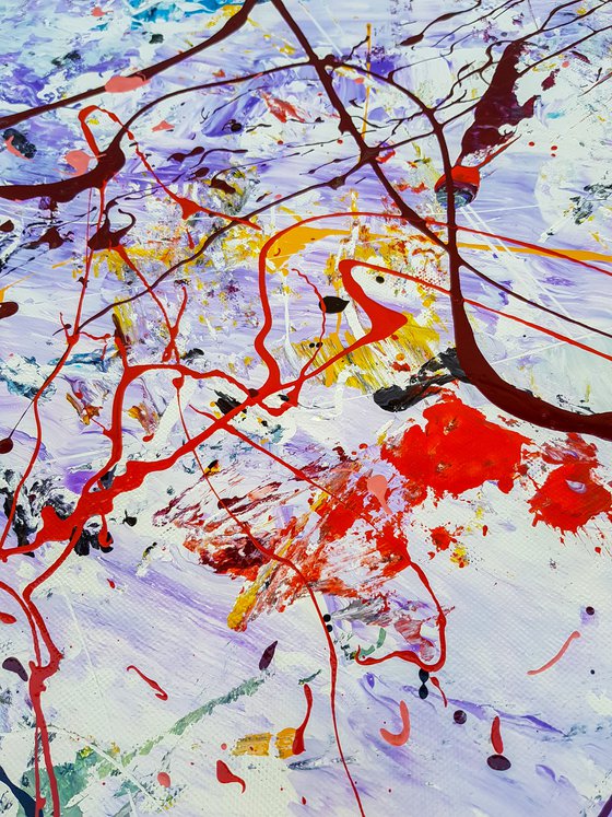 Constel - (W)160x(H)160 cm. Style of JACKSON POLLOCK. Abstract Expressionism Painting