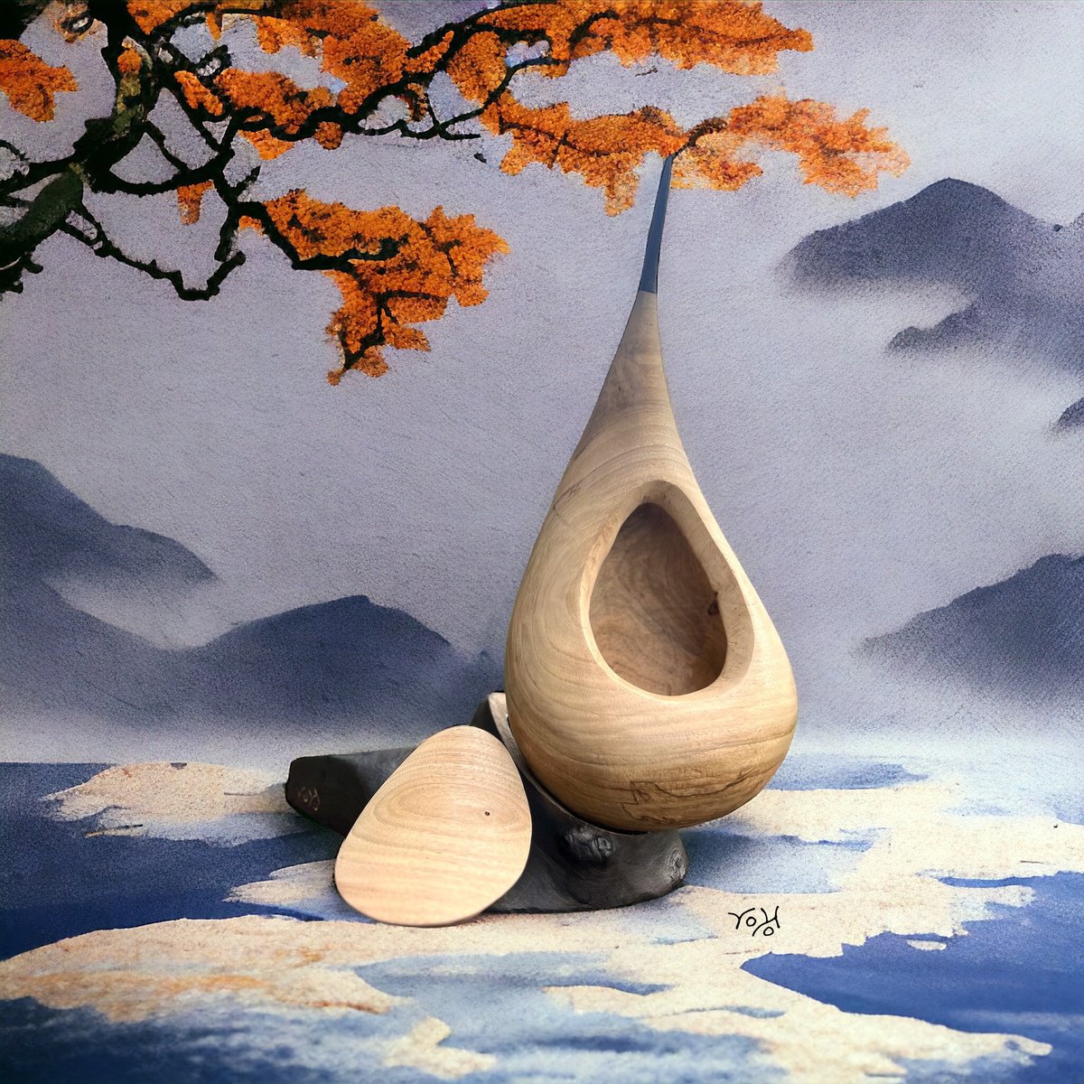 Organic Botanical Wood Sculpture By Roland Kopfer, 13 X 19", Artbowl Drop 1068, Original Artwork