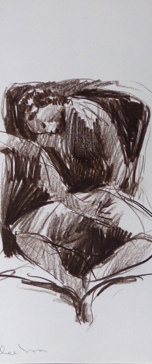 Evening, pencil sketch 29x21 cm by Frederic Belaubre