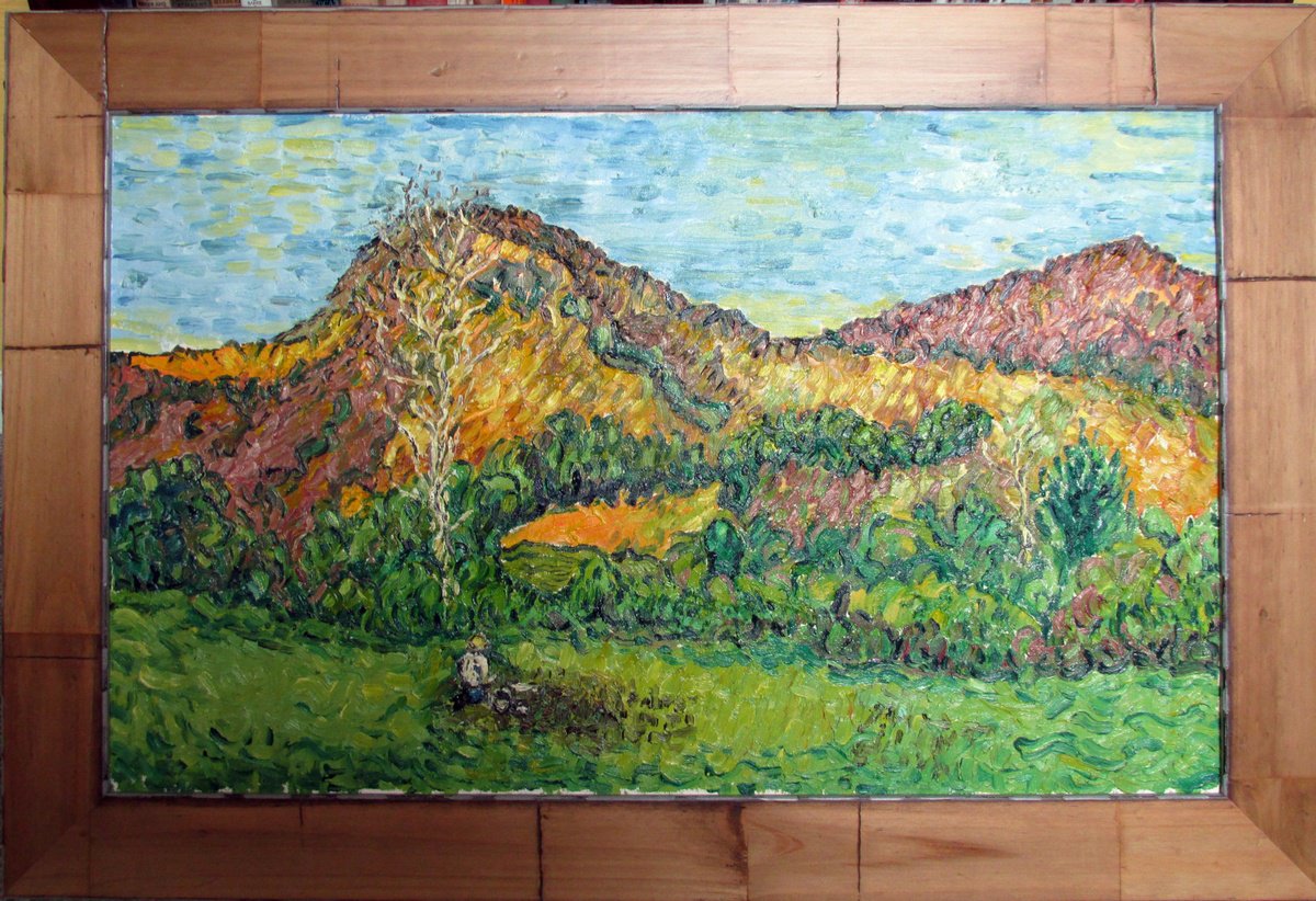 Expressive Landscape Oil Painting By Richard Meyer, 34 X 24", From The Allotment, Original Artwork