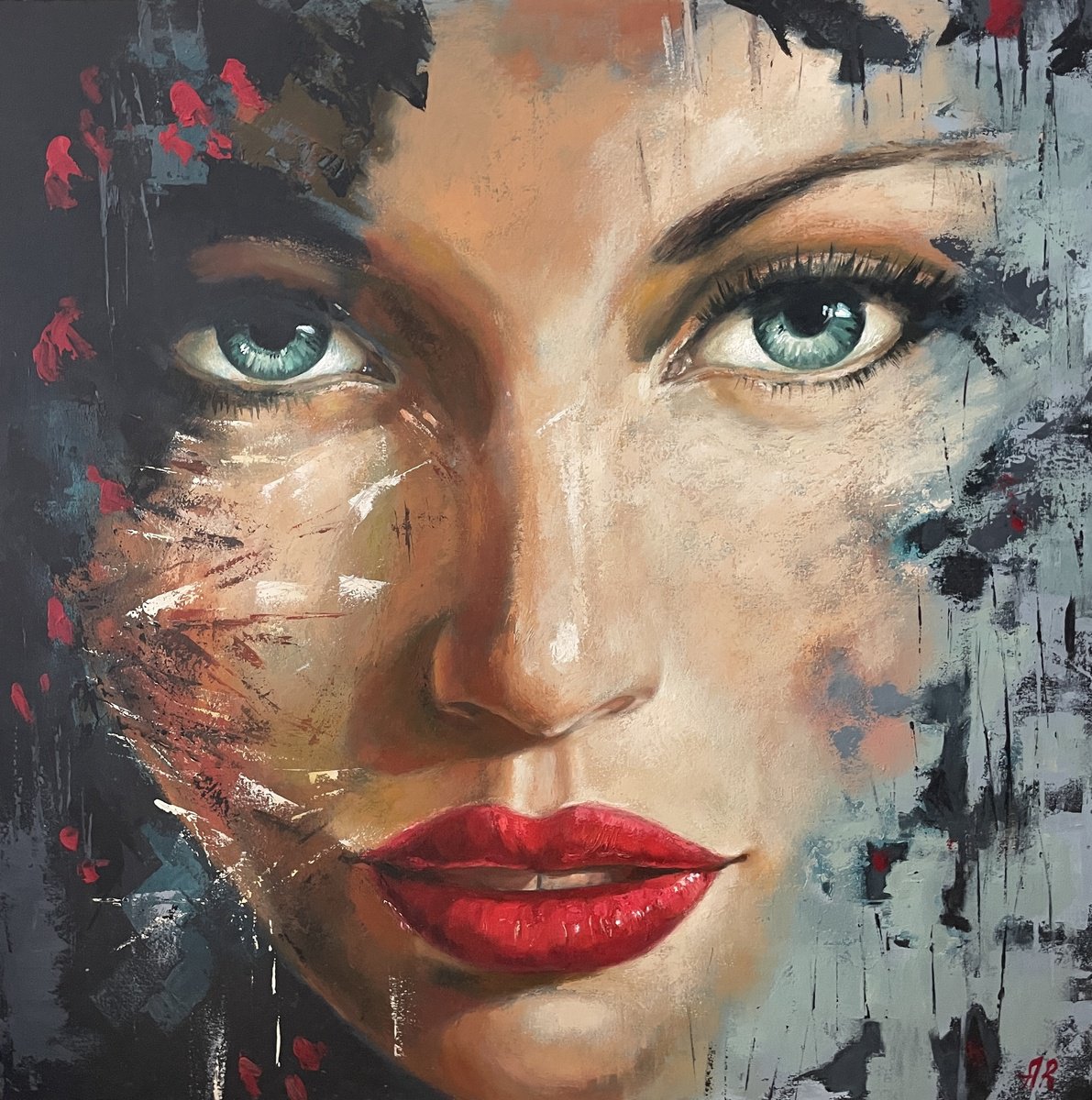 Impressionistic Portrait Oil Painting By Anna Reznikova, 39 X 39, Through Her Eyes, Original Artwork