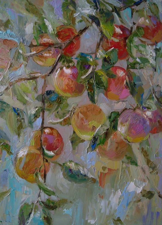 Apple tree(30x40cm, oil painting, impressionism, ready to hang)