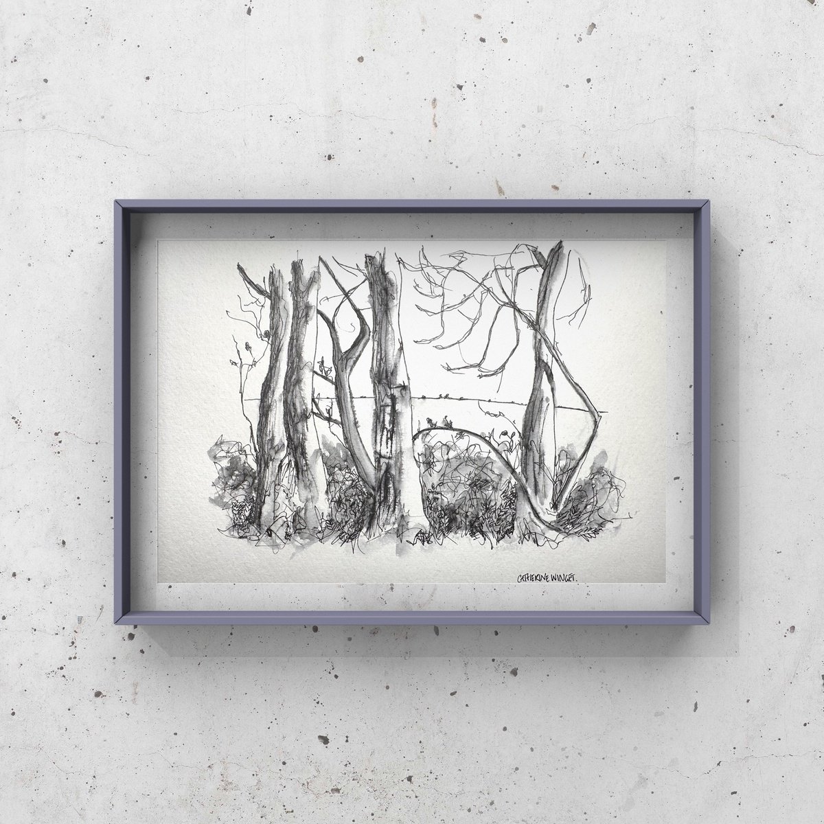 Trees in Pen and Ink - Norfolk Landscape English Countryside by Catherine Winget