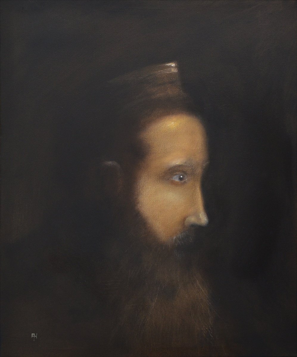 Impressionistic Portrait Oil Painting By Alan Harris, 20 X 24, The Shopkeeper, Original Artwork