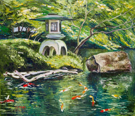 Koi Fish Pond FRAMED