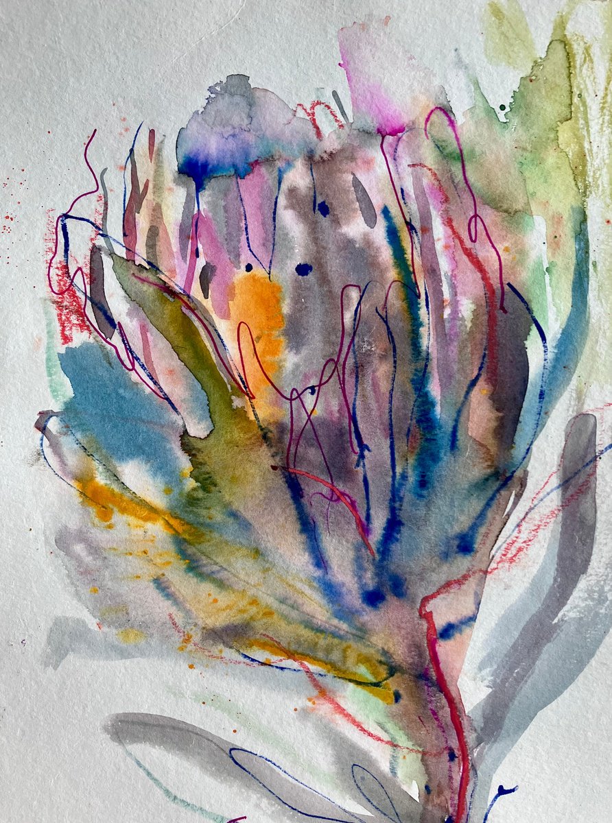 Expressive Botanical Watercolour By Mari Skakun, 8 X 11", Winter Flowers, Original Artwork