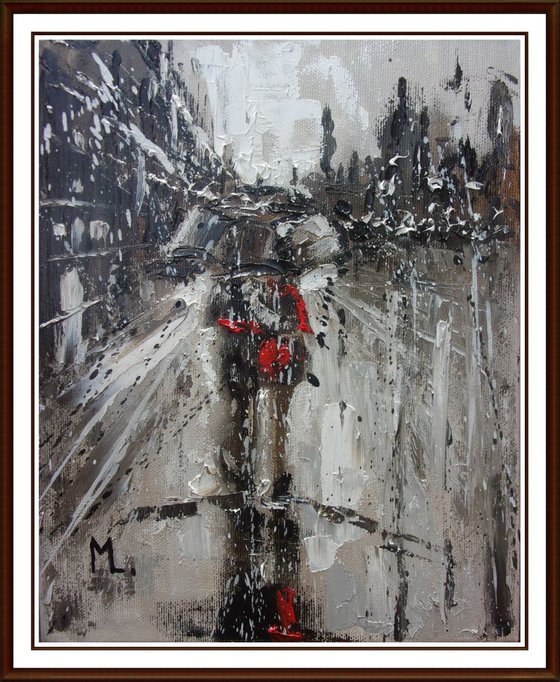 " OUR STREETS " original painting CITY palette knife VALENTINE'S DAY