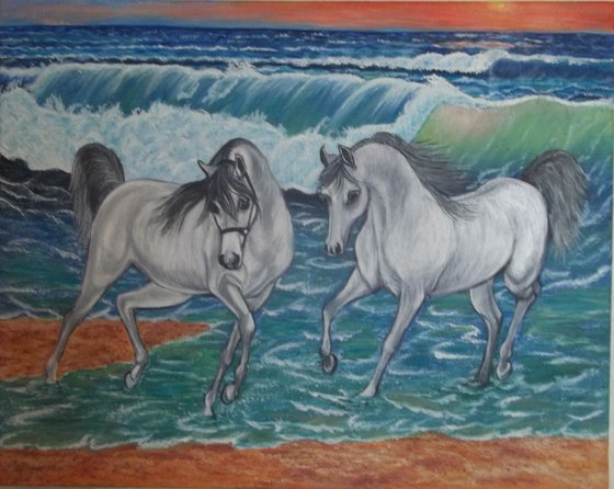Seascape with White Horses