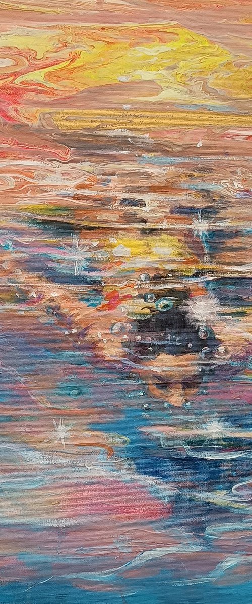 Underwater - Swimmer Painting by Olga Lomax