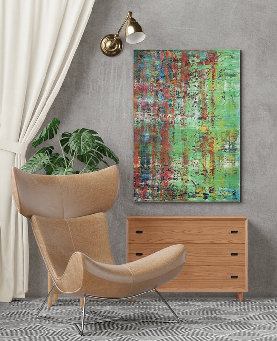 100x70 cm | 39.4x27.5 in Abstract Landscape Painting Green Painting Original Canvas Art