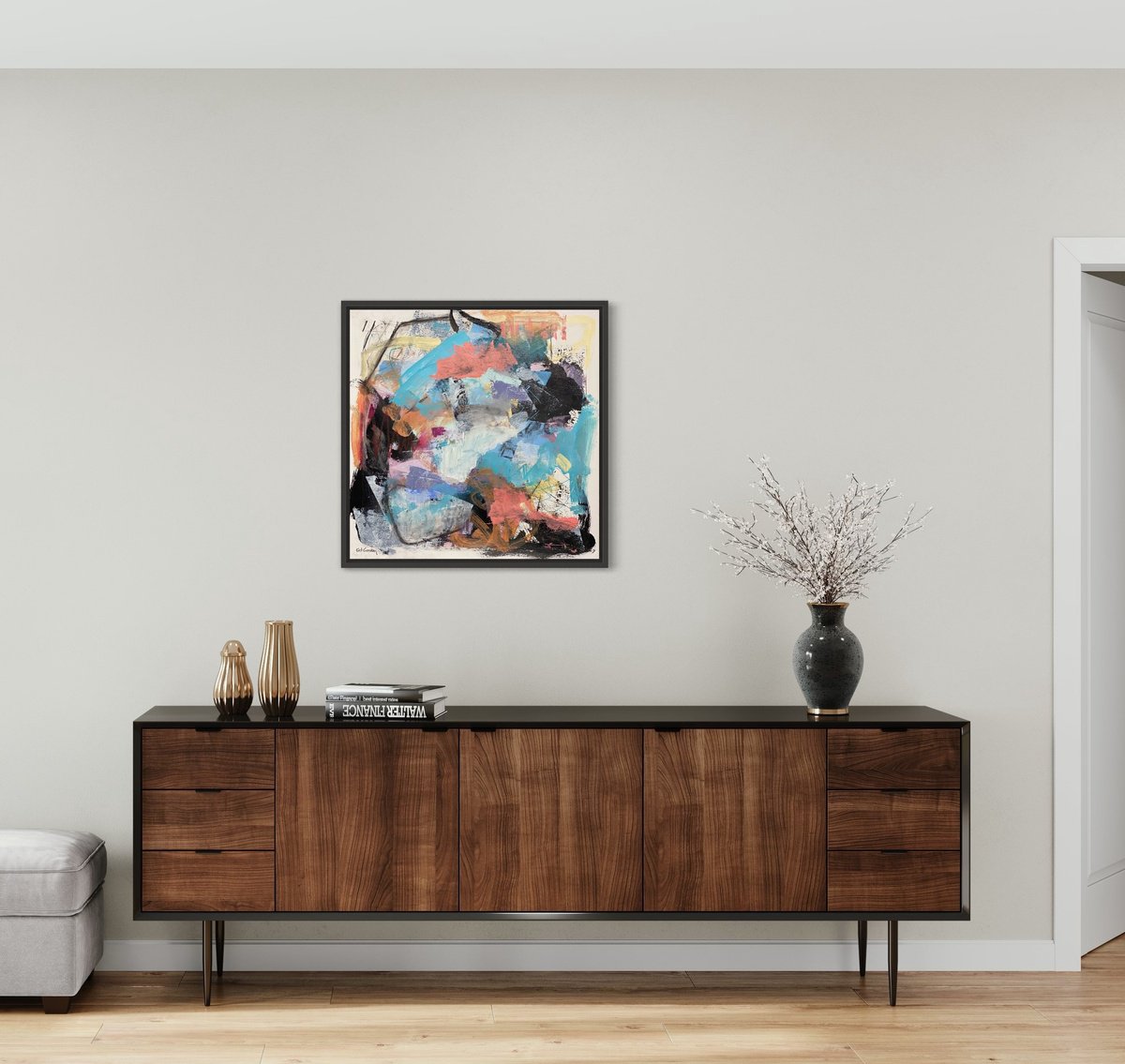 Organic Abstract Acrylic Painting By Kat Crosby, 18 X 18", Playful Banter, Original Artwork