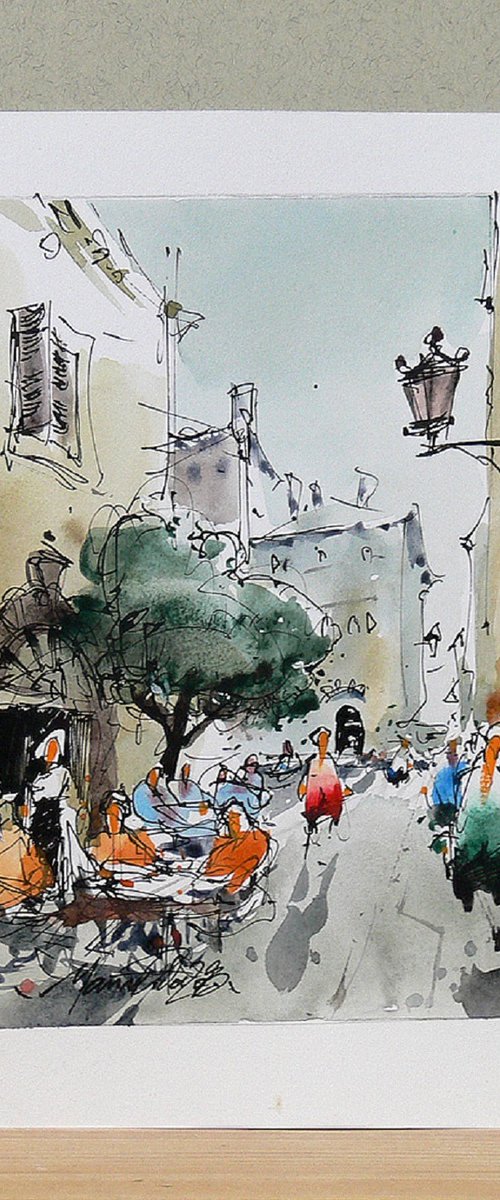 Trastevere Rome, Watercolor. by Marin Victor