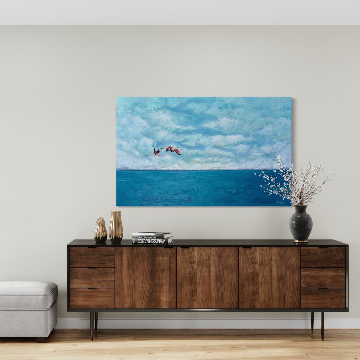 Impressionistic Landscape Acrylic Painting By Lisbeth Ascanio, 48 X 30", - Seascape #7, Original Artwork