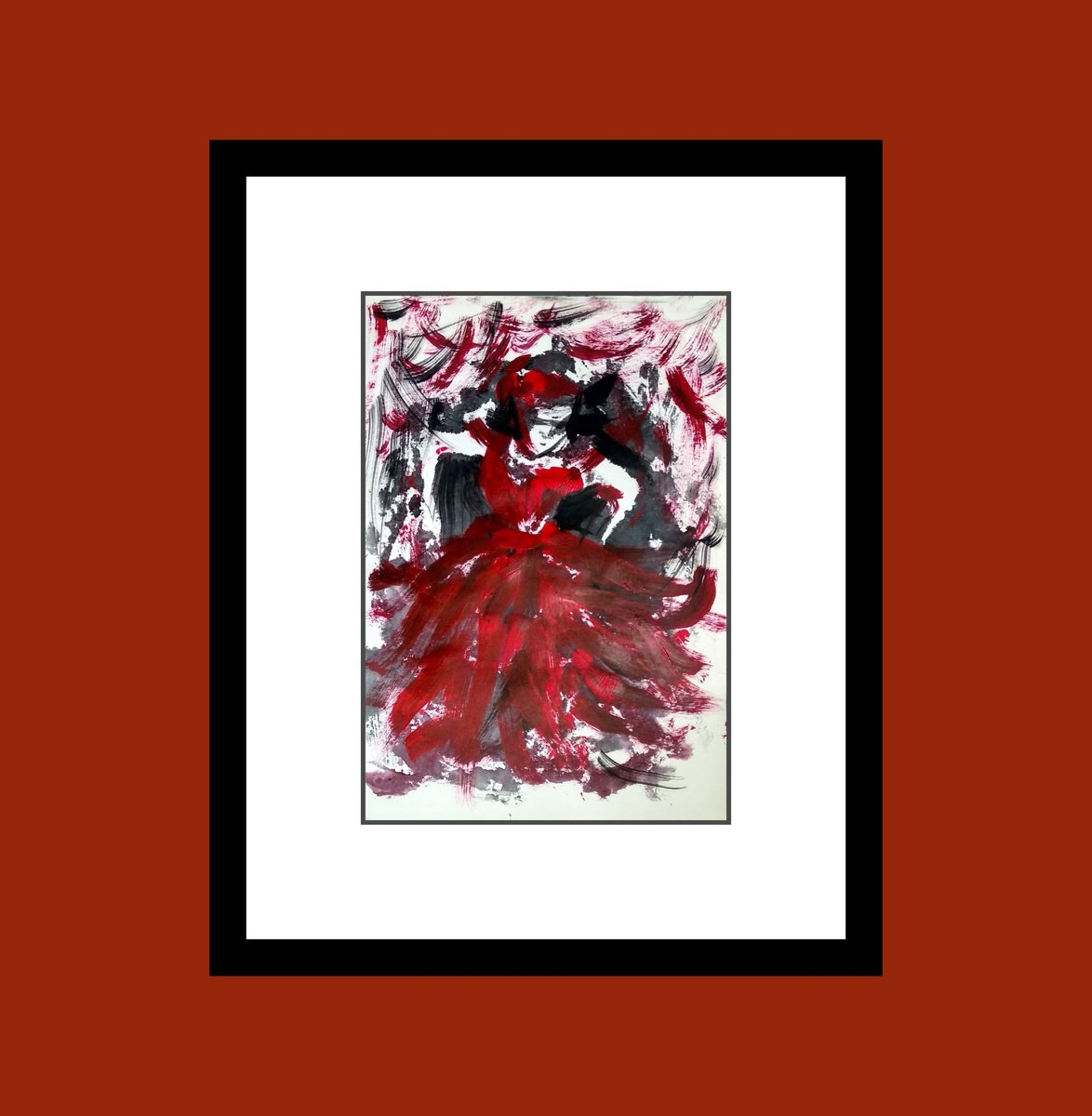 Expressive Portrait Limited Edition Print By Asha Shenoy, 9 X 12, Woman In Red Waiting 6, Original Artwork