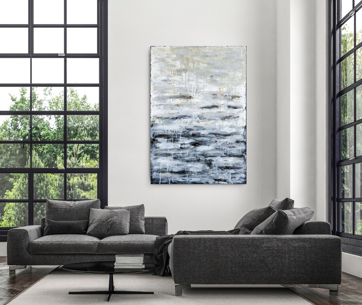 Abstract Painting By Elide Pizzini, 28 X 39, The Wall Ii, Original Artwork