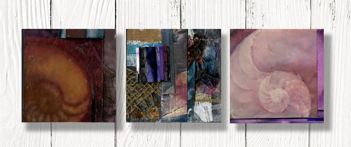 Abstract Collage By Kathy Morton Stanion, 12 X 4", 2-Sided Ab Col Collection 1, Original Artwork