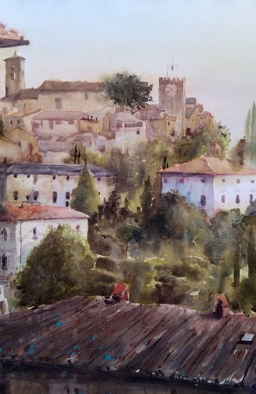 Montekatini in green Italy by Nenad Kojić watercolorist
