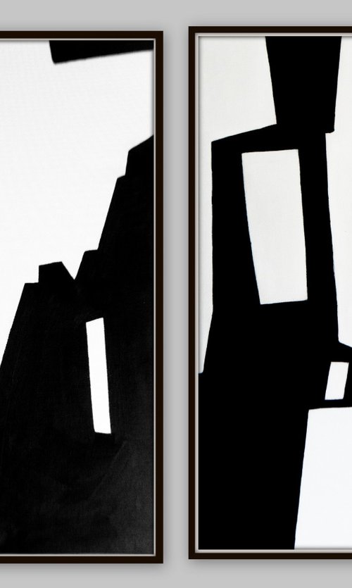 Set of two abstract artworks by Nadia Moniatis