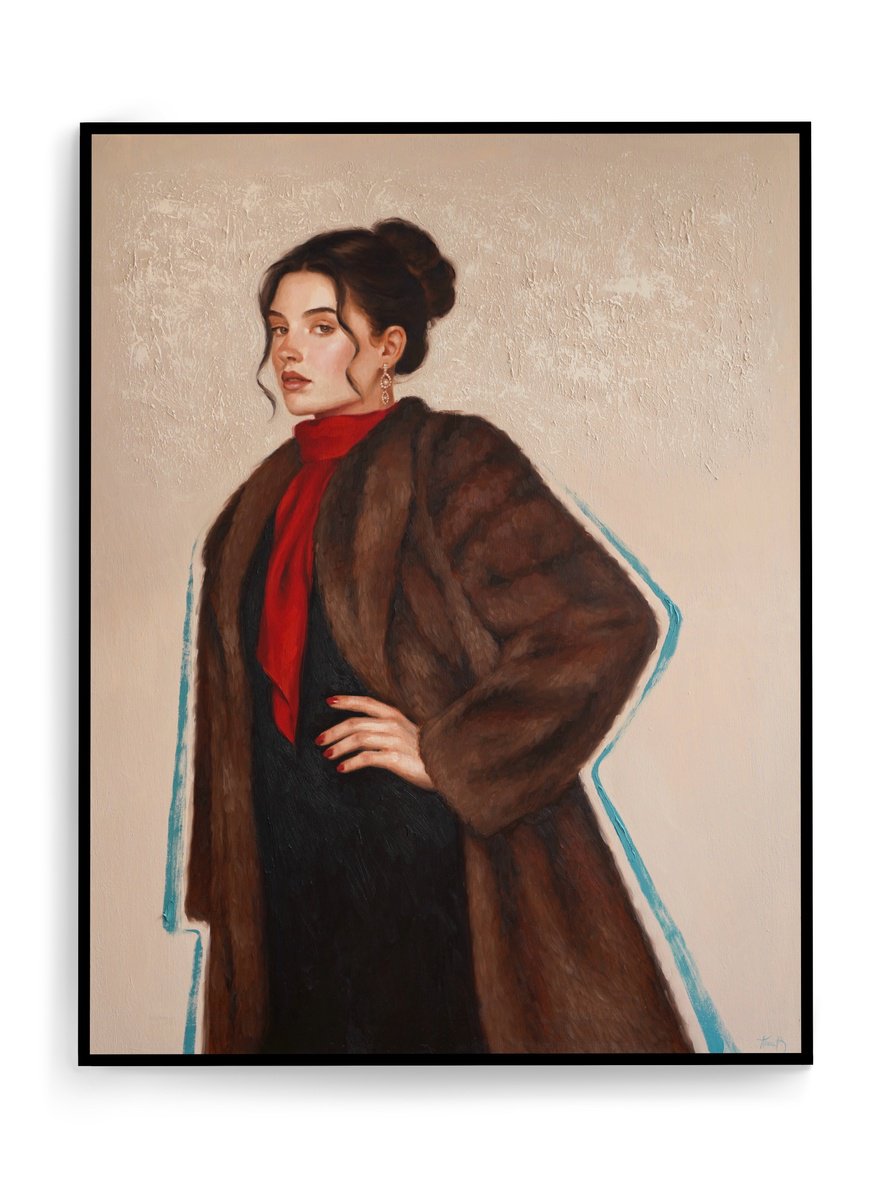 Photorealistic Oil Painting , Woman In Fur By Anna Bernadskaya, 28 X 35, Artwork For Sale On Artfinder