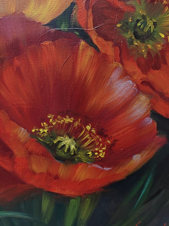 Poppies, Original oil painting