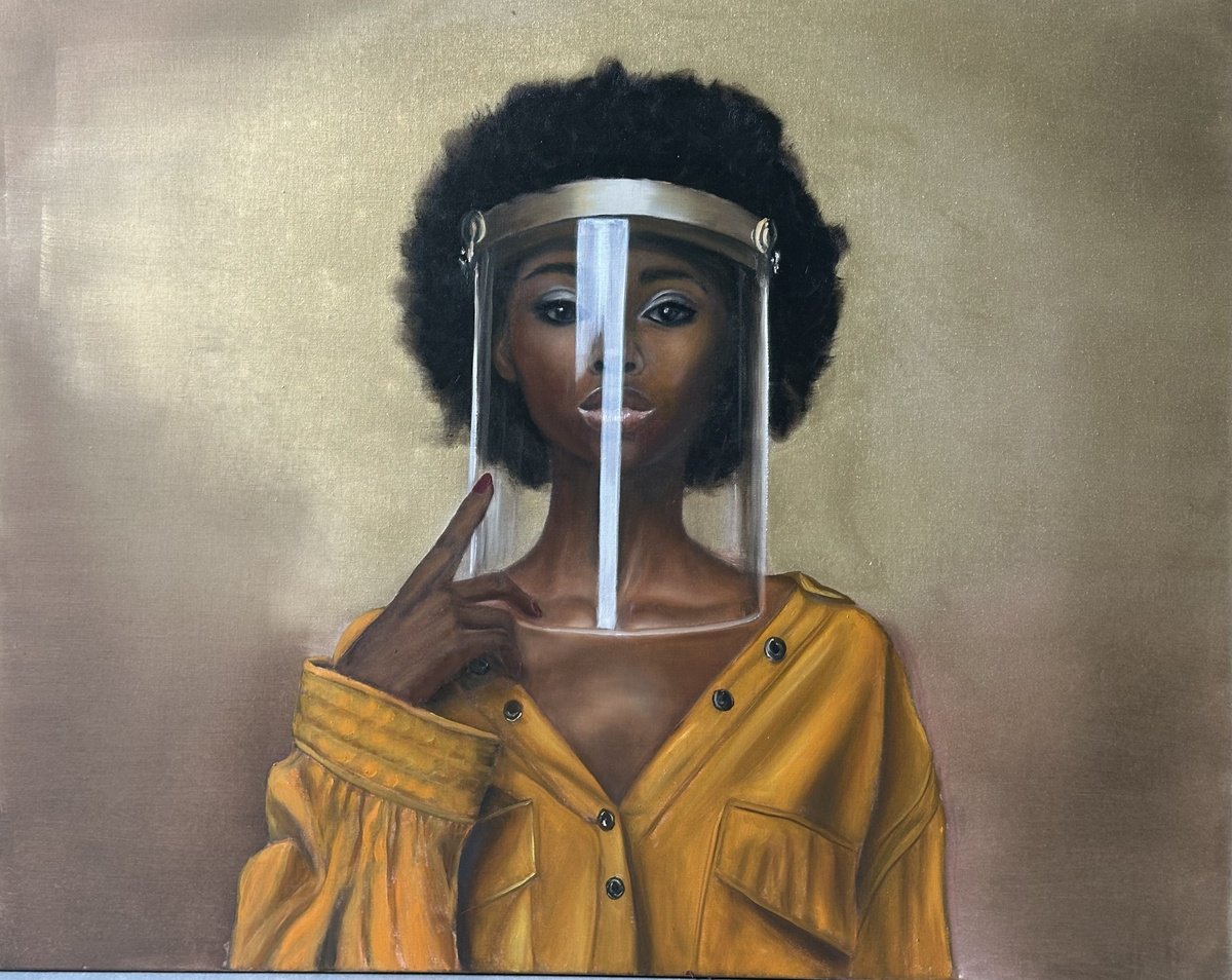 Expressive Portrait Oil Painting By Conny Roels, 39 X 31, Determined, Original Artwork