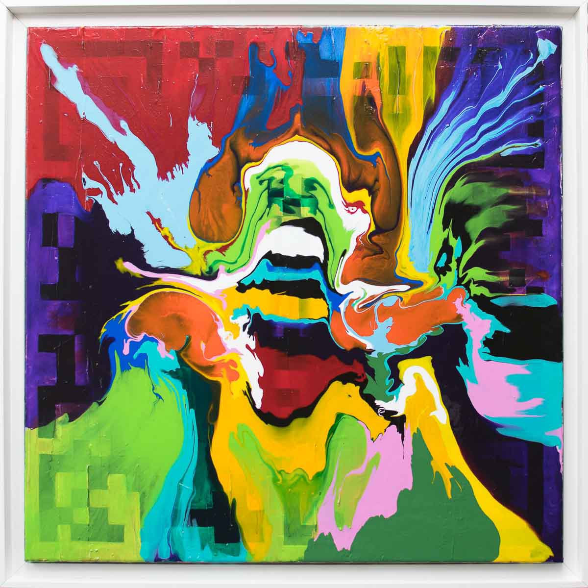 Abstract Acrylic Painting By Km Arts, 28 X 28", Like A Rolling Stone, Original Artwork