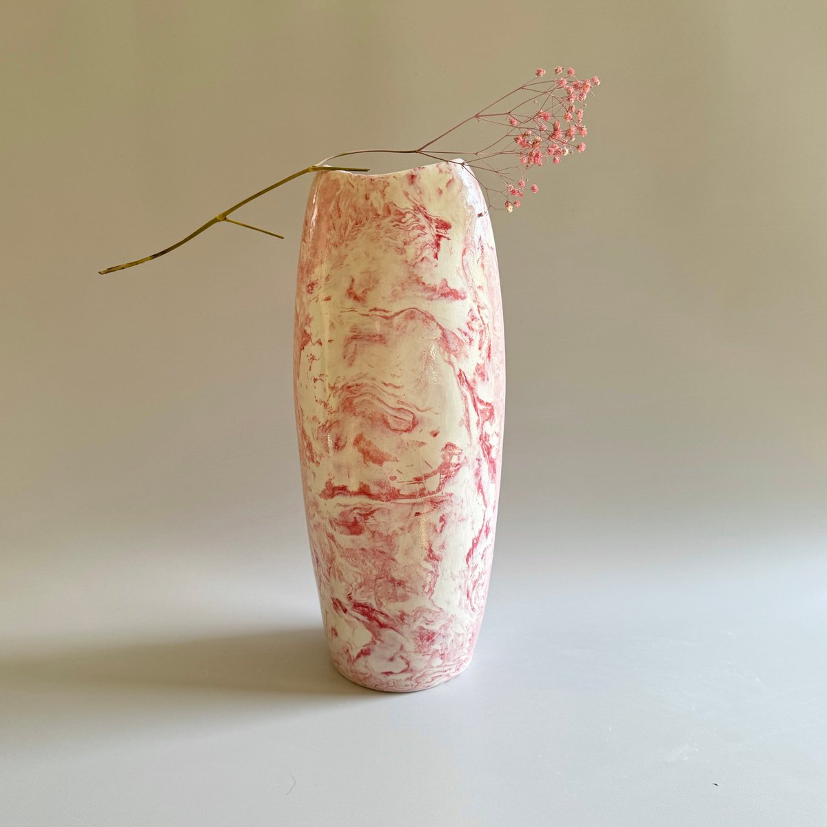 Geometric Abstract Clay Sculpture By Ceramicabeli Alexandra Beliba, 11 X 17, Crimson Veli / V22 - 2023, Original Artwork