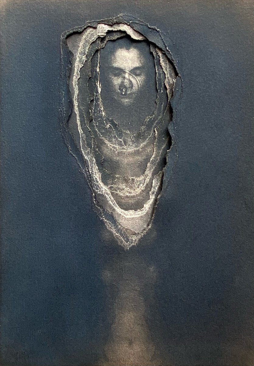 Photorealistic Portrait Photograph By Ramona Zordini, 6 X 8", Guideline Routine 1 Cyanotype Toned On Paper, Original Artwork