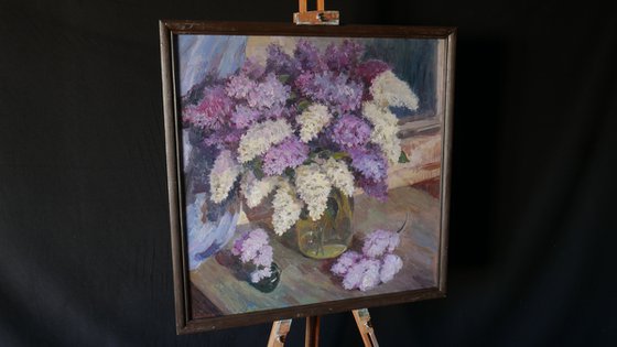 The Night Lilacs - Lilac painting