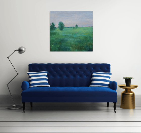 Twilight time. Green field