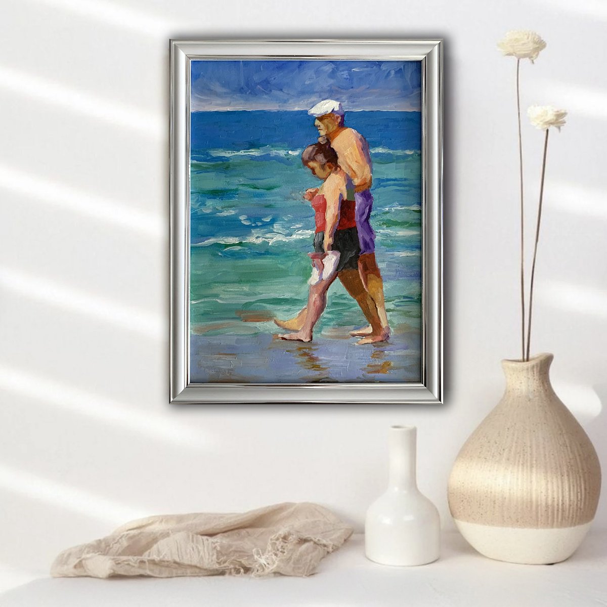 Couple On The Beach. By Vita Schagen, 9 X 13, Artwork For Sale On Artfinder