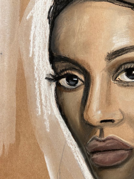 “In her eyes” pastel woman portrait 39x54cm