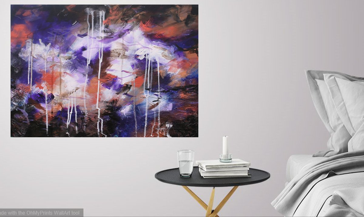 Abstract Acrylic Painting By Susan Wooler, 24 X 17", Lets Wait Together, Original Artwork