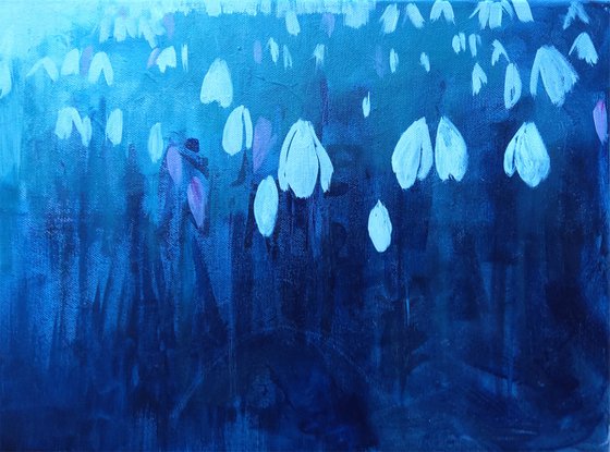 Snowdrops, original acrylic painting on canvas