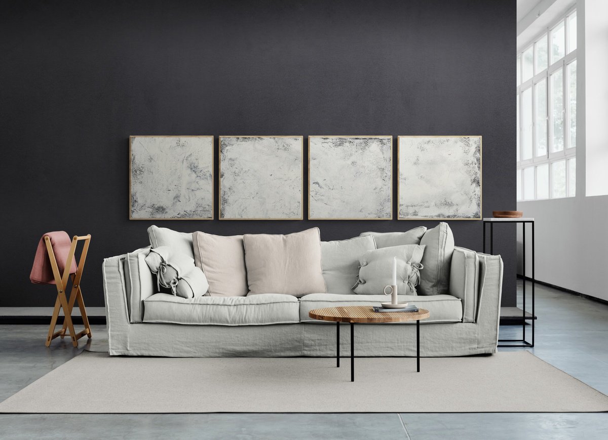 Abstract Acrylic Painting By Anita Kaufmann, 39 X 39, Abstract No. 1821 - Set Of 4, Original Artwork