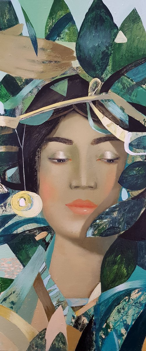 Oil abstract woman painting by Kate Kulish