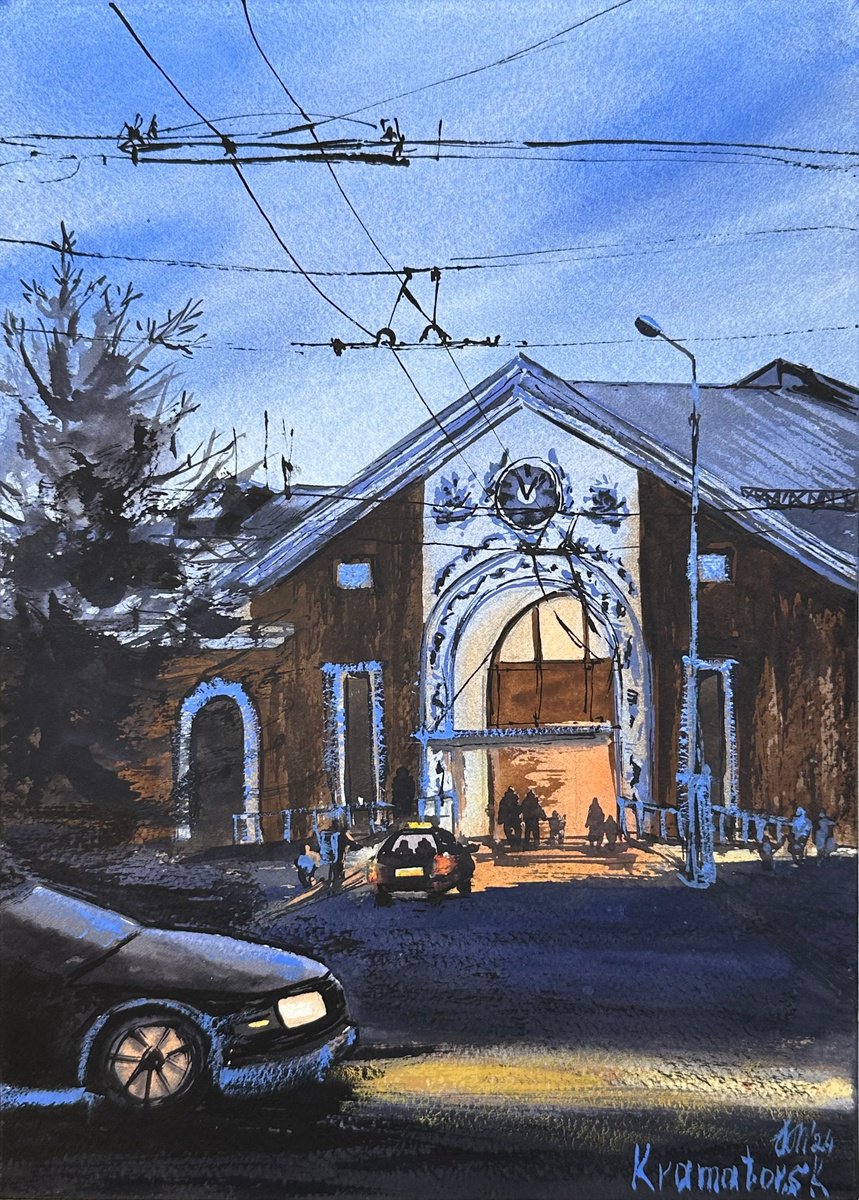 Cityscapes Watercolour By Yuliia Sharapova, 9 X 13", Kramatorsk Is Ukrane, Original Artwork