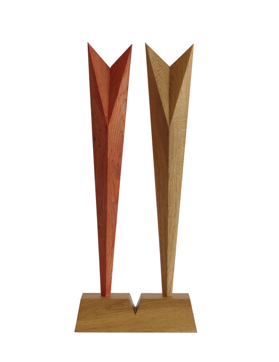 Urban And Pop Abstract Wood Sculpture By Nikola Tsvetanov, 8 X 19", "Flame", Original Artwork