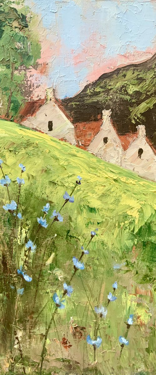 Blue Wildflowers on the Hillside by Alexandra Jagoda (Ovcharenko)
